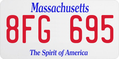 MA license plate 8FG695