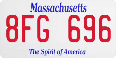 MA license plate 8FG696