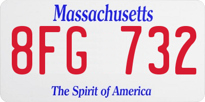 MA license plate 8FG732