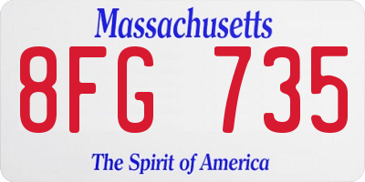 MA license plate 8FG735