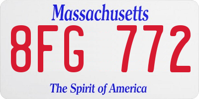 MA license plate 8FG772