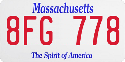 MA license plate 8FG778