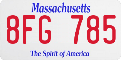 MA license plate 8FG785