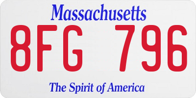 MA license plate 8FG796
