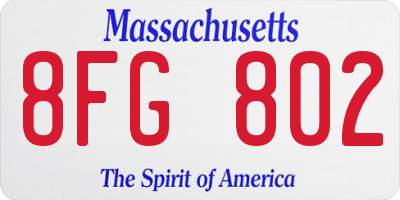 MA license plate 8FG802