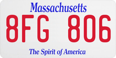 MA license plate 8FG806