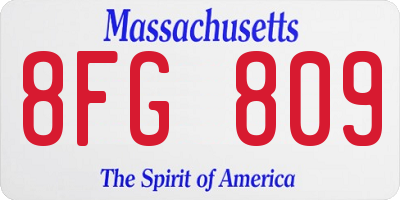 MA license plate 8FG809