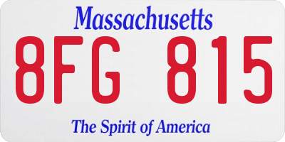 MA license plate 8FG815