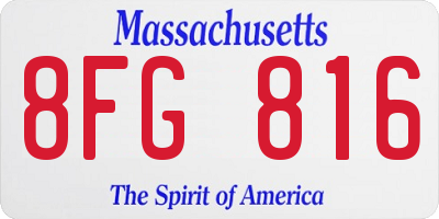 MA license plate 8FG816