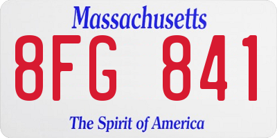 MA license plate 8FG841