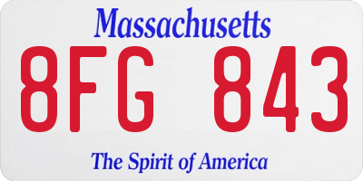 MA license plate 8FG843