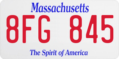 MA license plate 8FG845