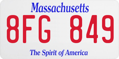 MA license plate 8FG849