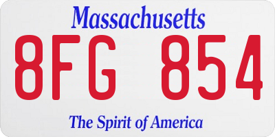 MA license plate 8FG854