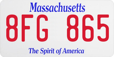 MA license plate 8FG865