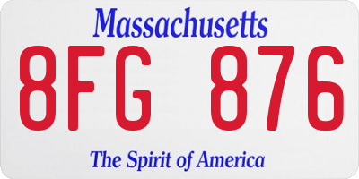 MA license plate 8FG876