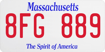 MA license plate 8FG889