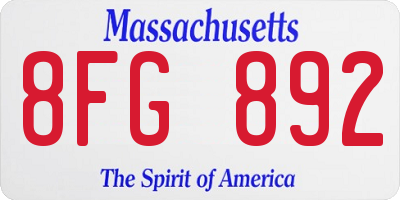 MA license plate 8FG892