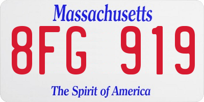 MA license plate 8FG919