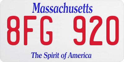 MA license plate 8FG920