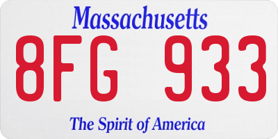 MA license plate 8FG933
