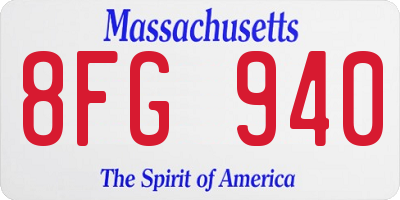 MA license plate 8FG940
