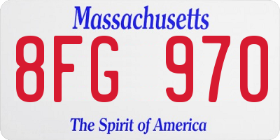MA license plate 8FG970