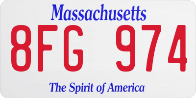 MA license plate 8FG974