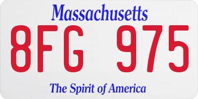 MA license plate 8FG975