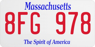 MA license plate 8FG978