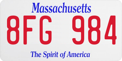 MA license plate 8FG984
