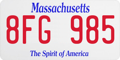 MA license plate 8FG985