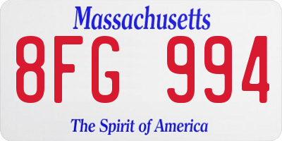 MA license plate 8FG994