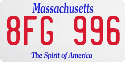 MA license plate 8FG996