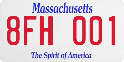MA license plate 8FH001