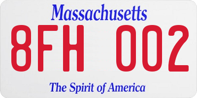 MA license plate 8FH002