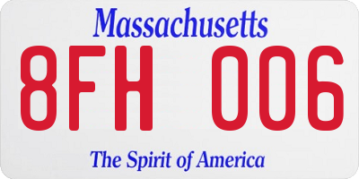 MA license plate 8FH006