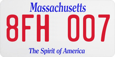 MA license plate 8FH007