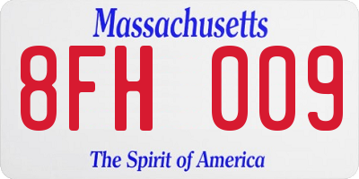 MA license plate 8FH009