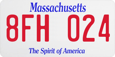 MA license plate 8FH024