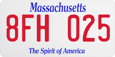 MA license plate 8FH025