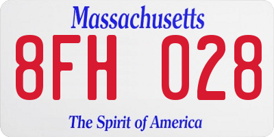 MA license plate 8FH028