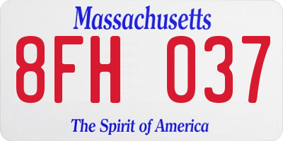MA license plate 8FH037