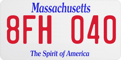 MA license plate 8FH040