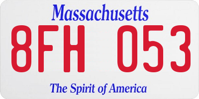 MA license plate 8FH053