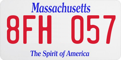 MA license plate 8FH057