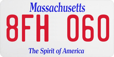 MA license plate 8FH060