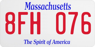 MA license plate 8FH076