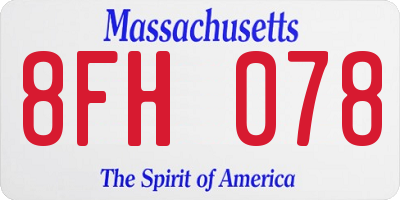 MA license plate 8FH078