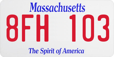 MA license plate 8FH103